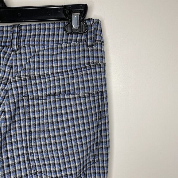 DEREK LAM 10 Crosby Pants Womens 0 Gingham Flare Trousers Blue Mid Rise Crop - Picture 7 of 10